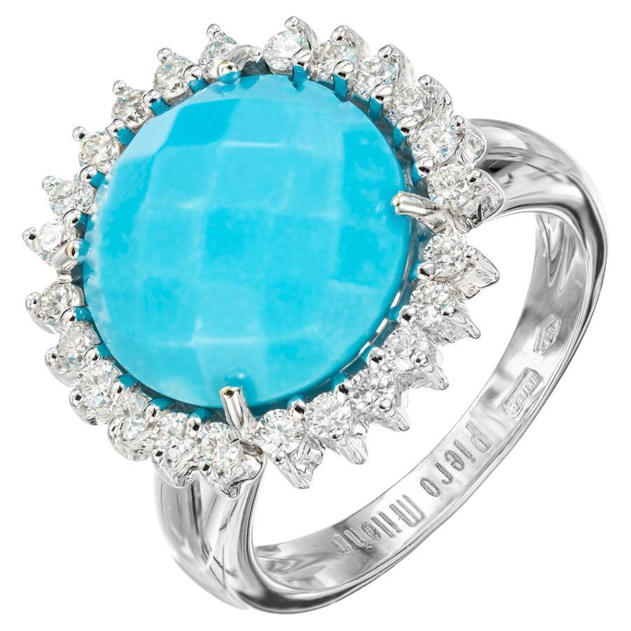 Anillo de cóctel de oro blanco con diamantes turquesa de 0,46 quilates Piero Milano