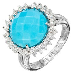 Anillo de cóctel de oro blanco con diamantes turquesa de 0,46 quilates Piero Milano