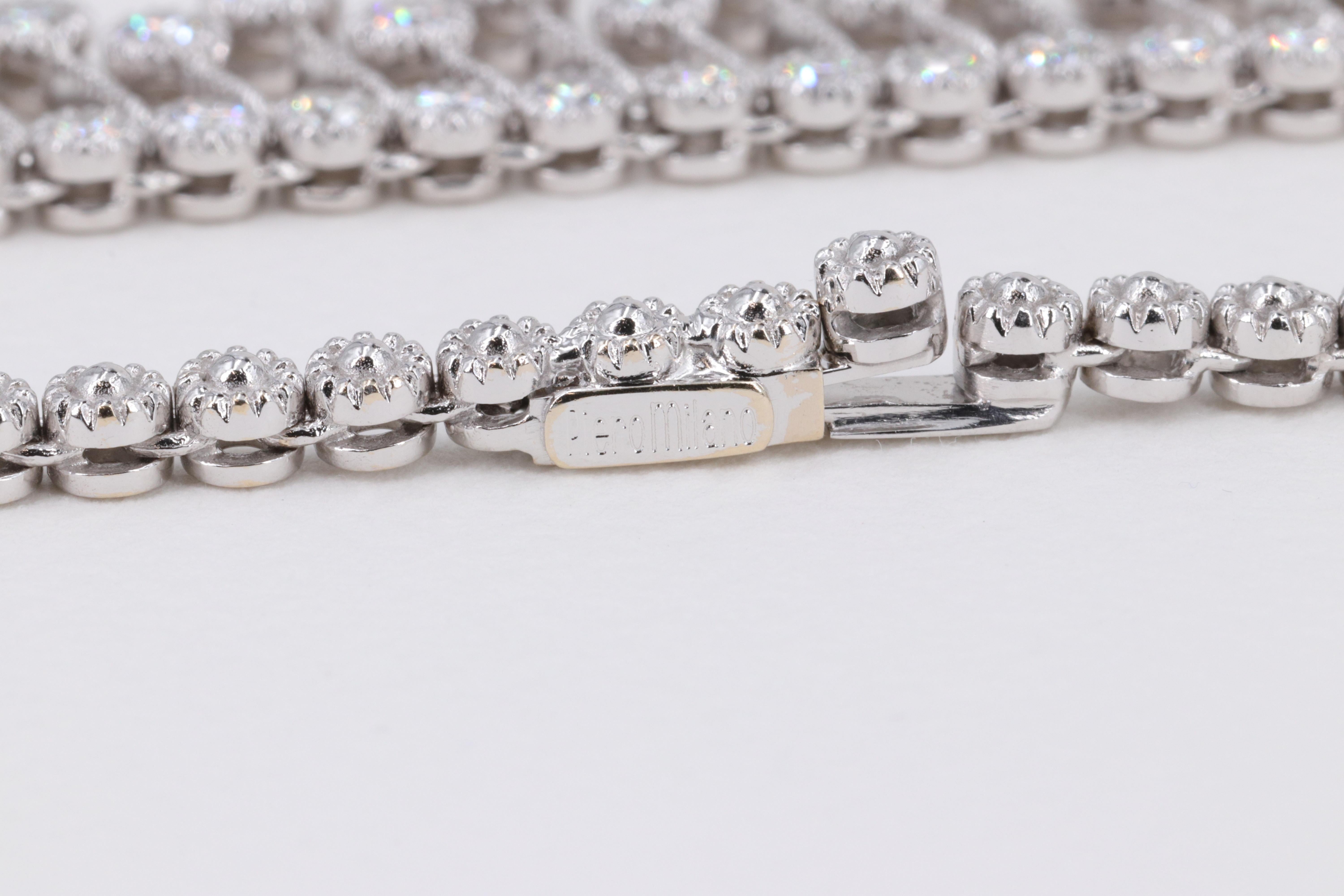 Modern Piero Milano 5 Carat Diamond Necklace Set in 18 Karat White Gold  For Sale