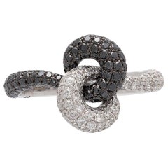 Piero Milano, bague à nœud de diamant noir et blanc