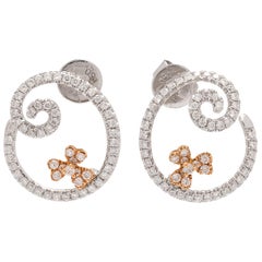 Piero Milano Diamond and 18 Karat Gold Swirl Earrings