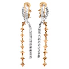 Piero Milano Natural Diamond Drop Earrings Two Tone 18K Gold, 2.26cttw
