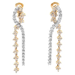 Pendientes de gota de diamante natural Piero Milano, oro de 18 quilates bicolor, 2,26 ctw