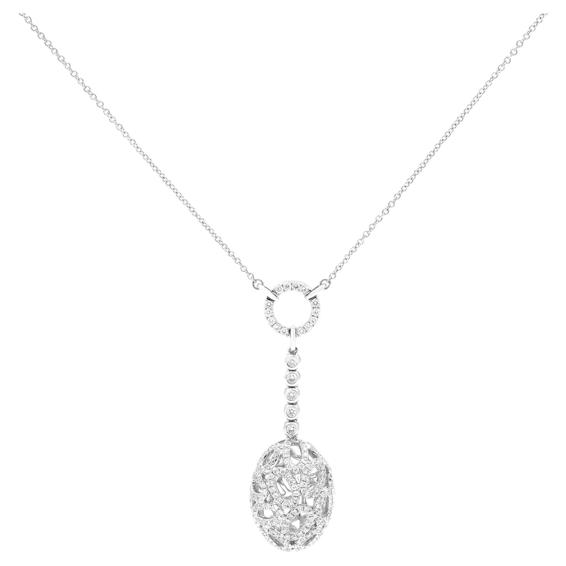 Piero Milano Natural Diamond Drop Pendant Necklace 18k White Gold 1.33cttw 