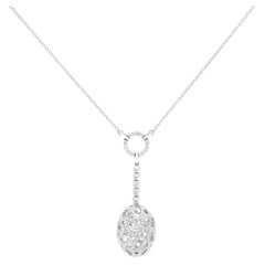 Piero Milano Natural Diamond Drop Pendant Necklace 18k White Gold 1.33cttw 