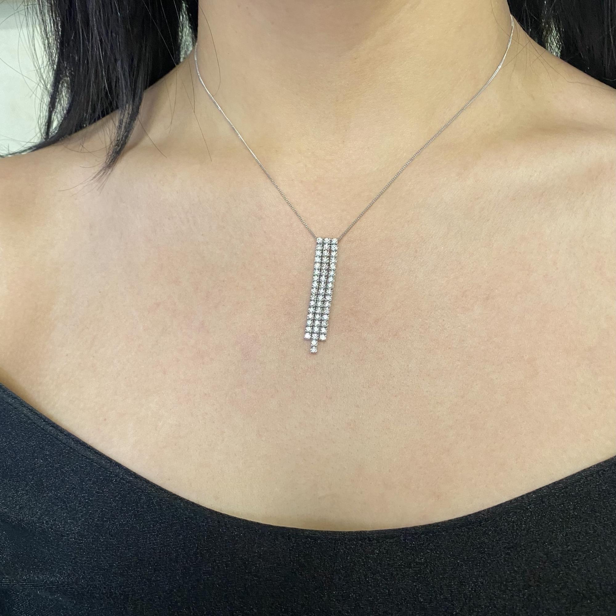 De las mujeres Piero Milano Collar Colgante Gota Diamante Natural Oro Blanco 18K 1,68cttw en venta