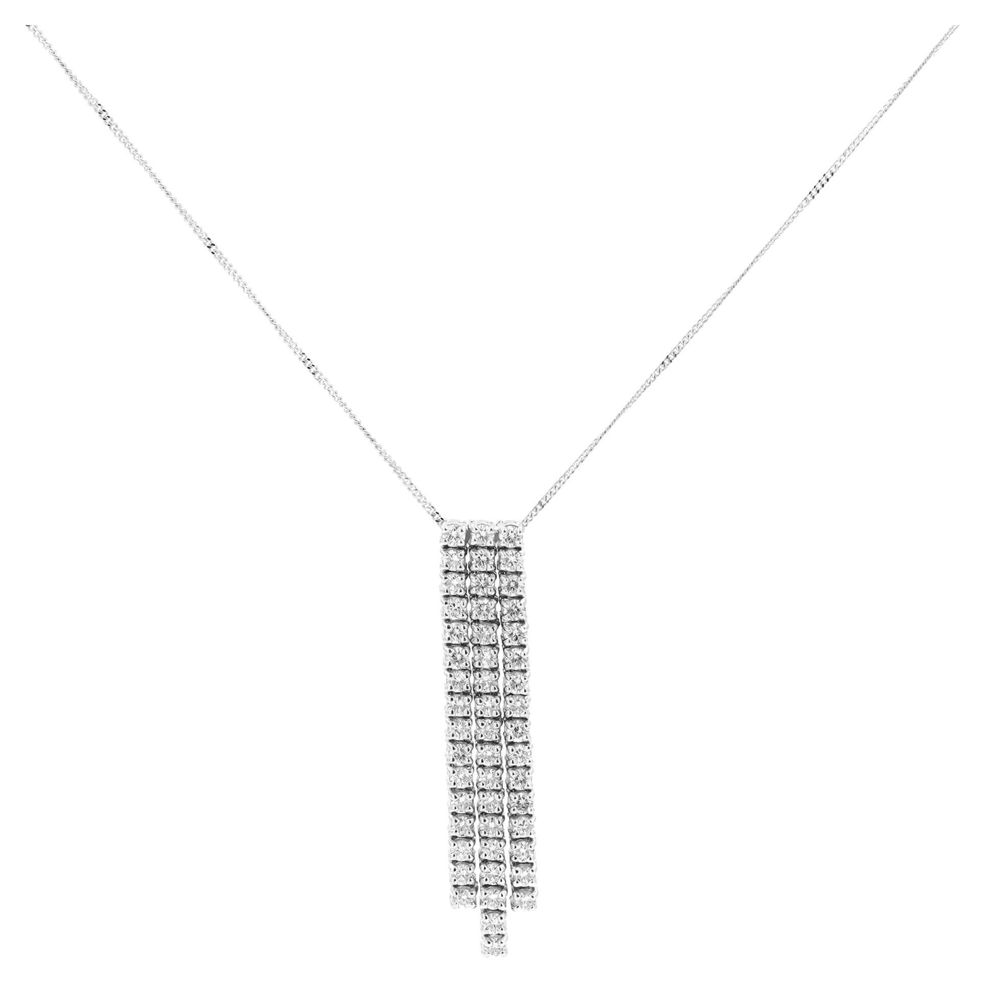 Piero Milano Natural Diamond Drop Pendant Necklace 18K White Gold 1.68cttw