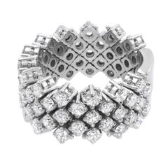 Piero Milano Natural Diamond Flexible Ring 18k White Gold 3.48cttw