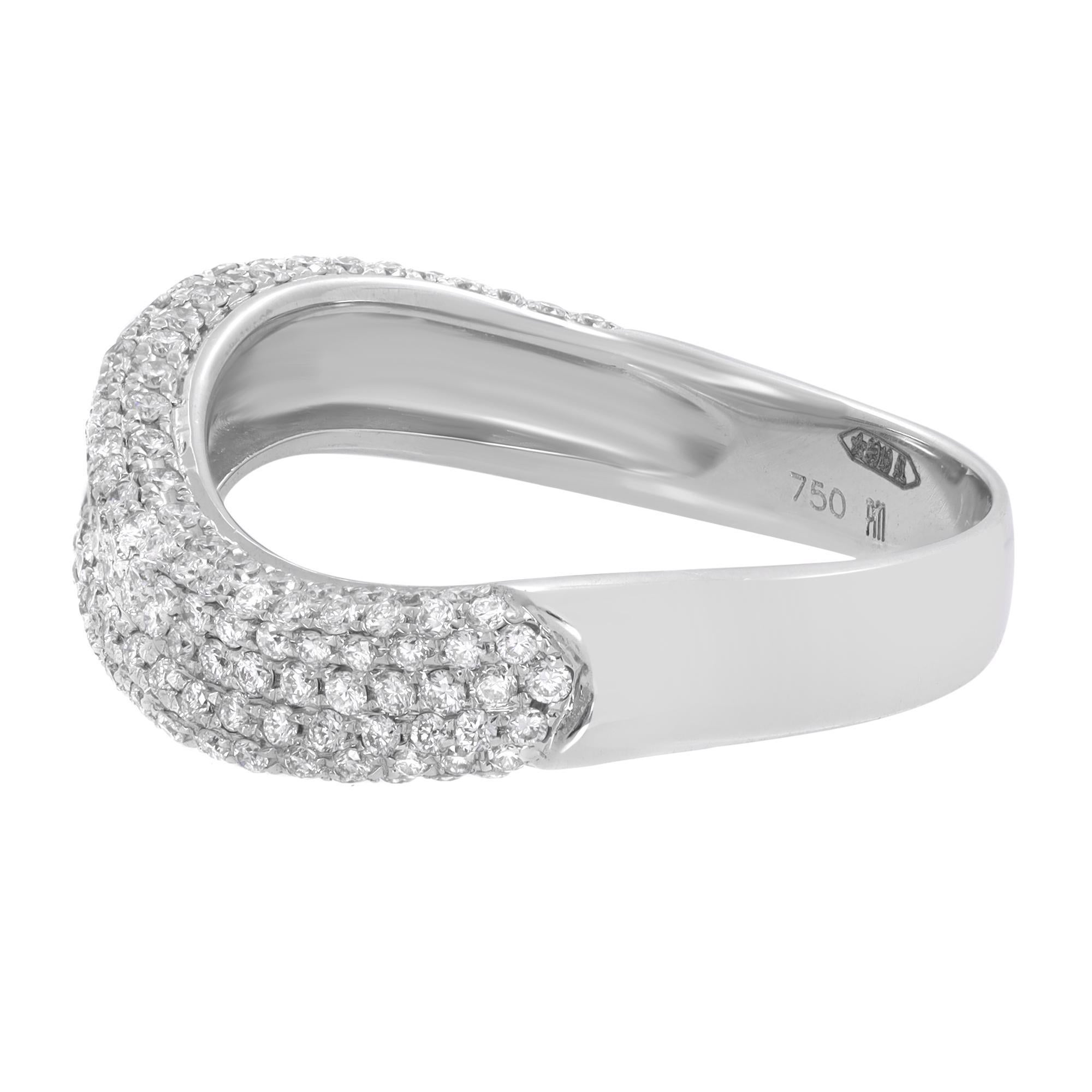 18k white gold natural diamond ring from Italian designer Piero Milano. This beautiful ring is made of 6 rows of natural white pave diamonds with a total of 0.71 cttw. Suitable for any occasion. Diamond color G-H and VS-SI clarity. Width: 4.50mm.