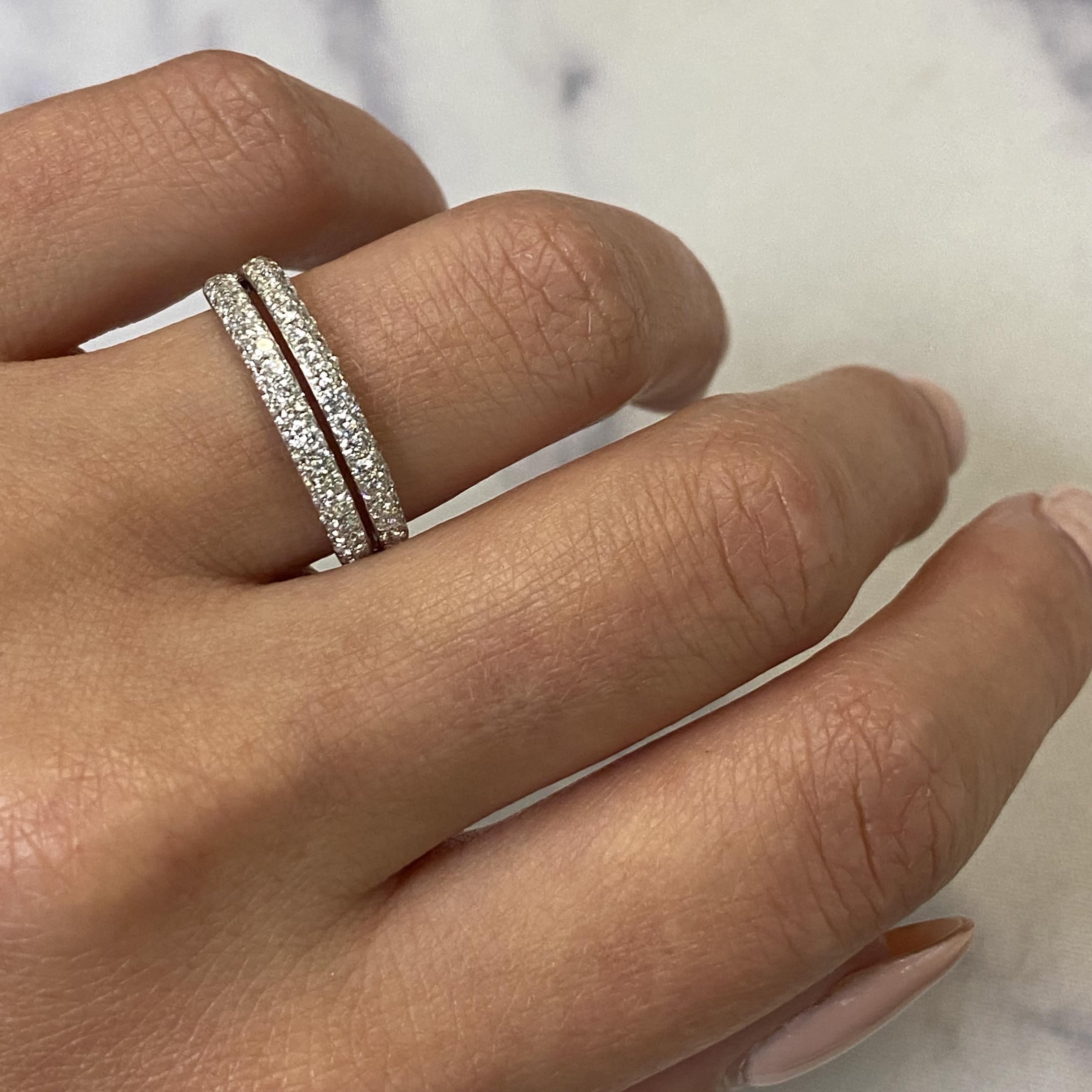 Women's Piero Milano Natural Pave Diamond Ring 18k White Gold 0.80cttw For Sale