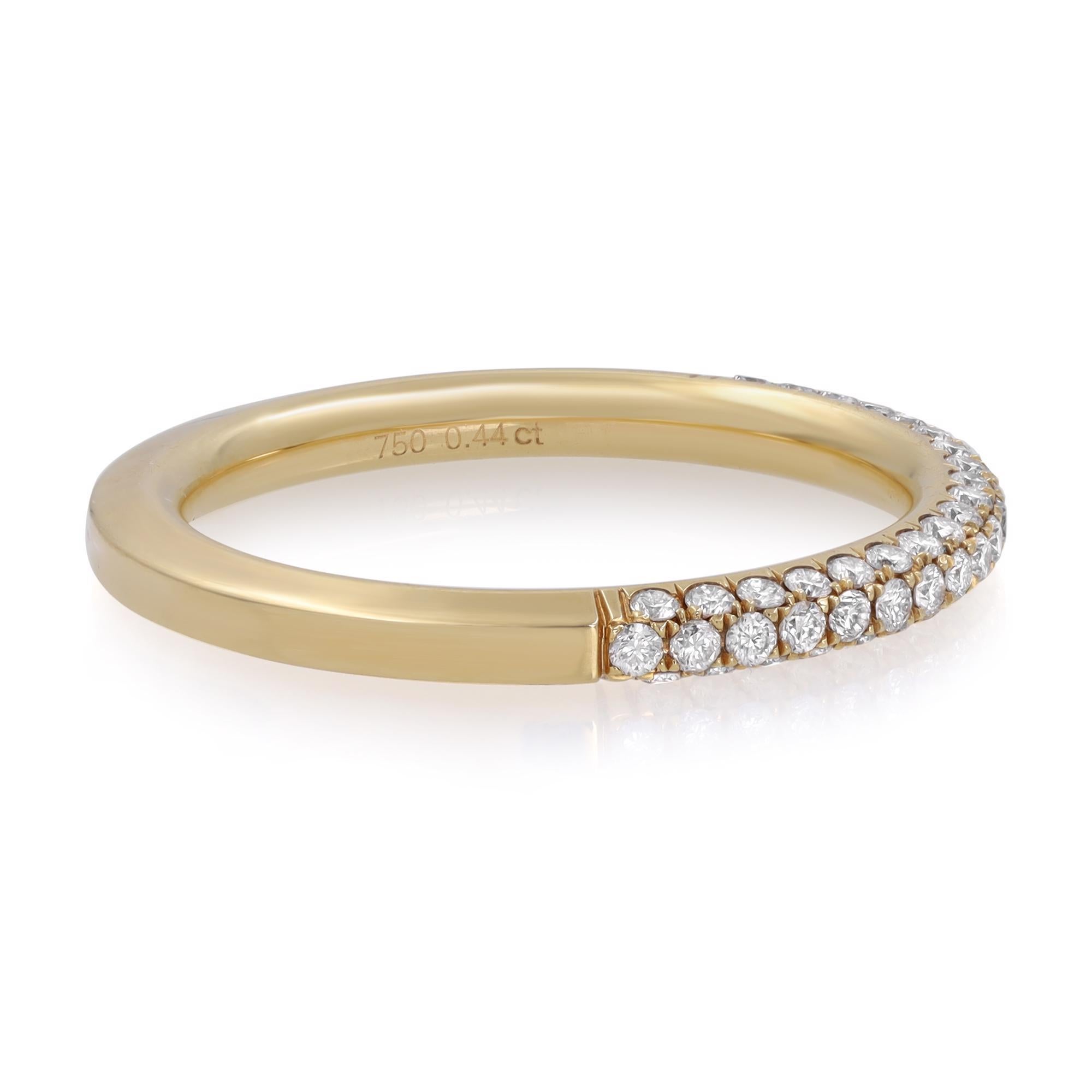 Round Cut Piero Milano Natural Pave Diamond Wedding Band 18k Yellow Gold 0.44cttw For Sale