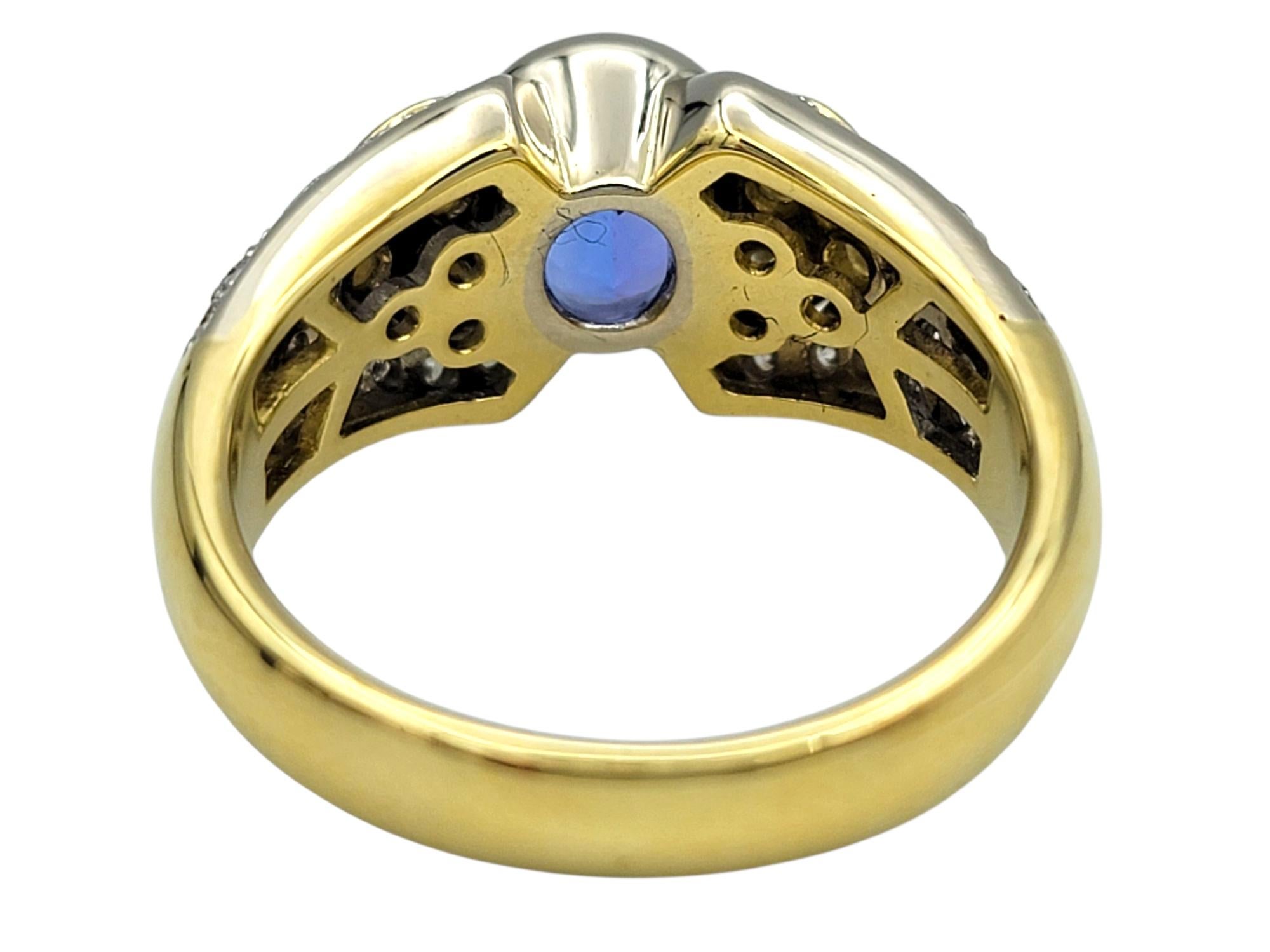 Piero Milano Oval Cut Tanzanite & Diamond Cocktail Ring in 18 Karat Yellow Gold en Bueno estado para la venta en Scottsdale, AZ