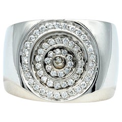Piero Milano Pavé Diamant konzentrischer Kreis breiter Ring aus 18 Karat Weißgold