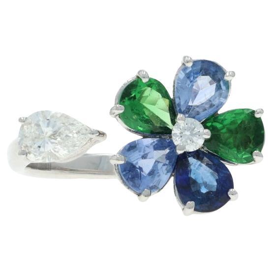 Piero Milano Sapphire Garnet Dia Negative Space Cluster Ring Gold18k Pear1.99ctw For Sale