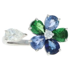 Piero Milano Sapphire Garnet Dia Negative Space Cluster Ring Gold18k Pear1.99ctw