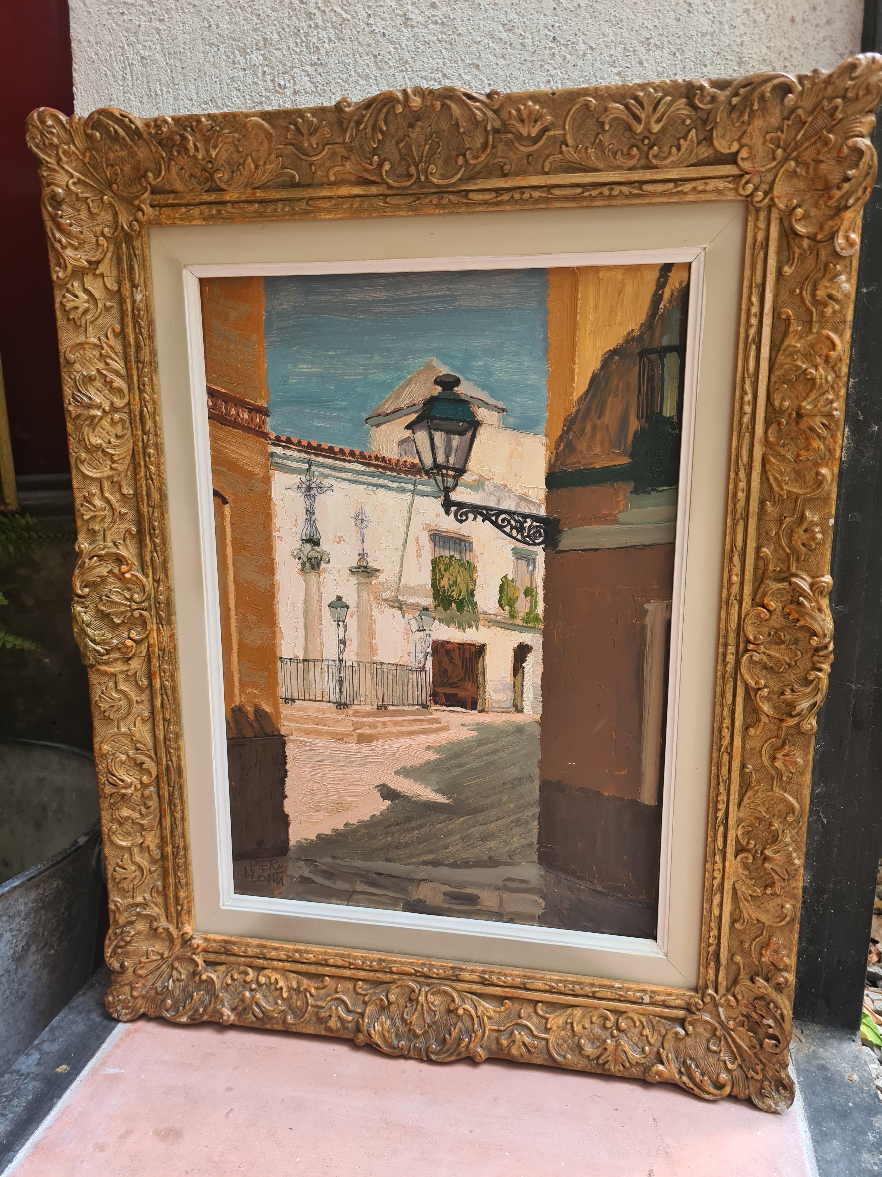 Vista arquitectónica de Sevilla, España. Óleo sobre tabla. 8