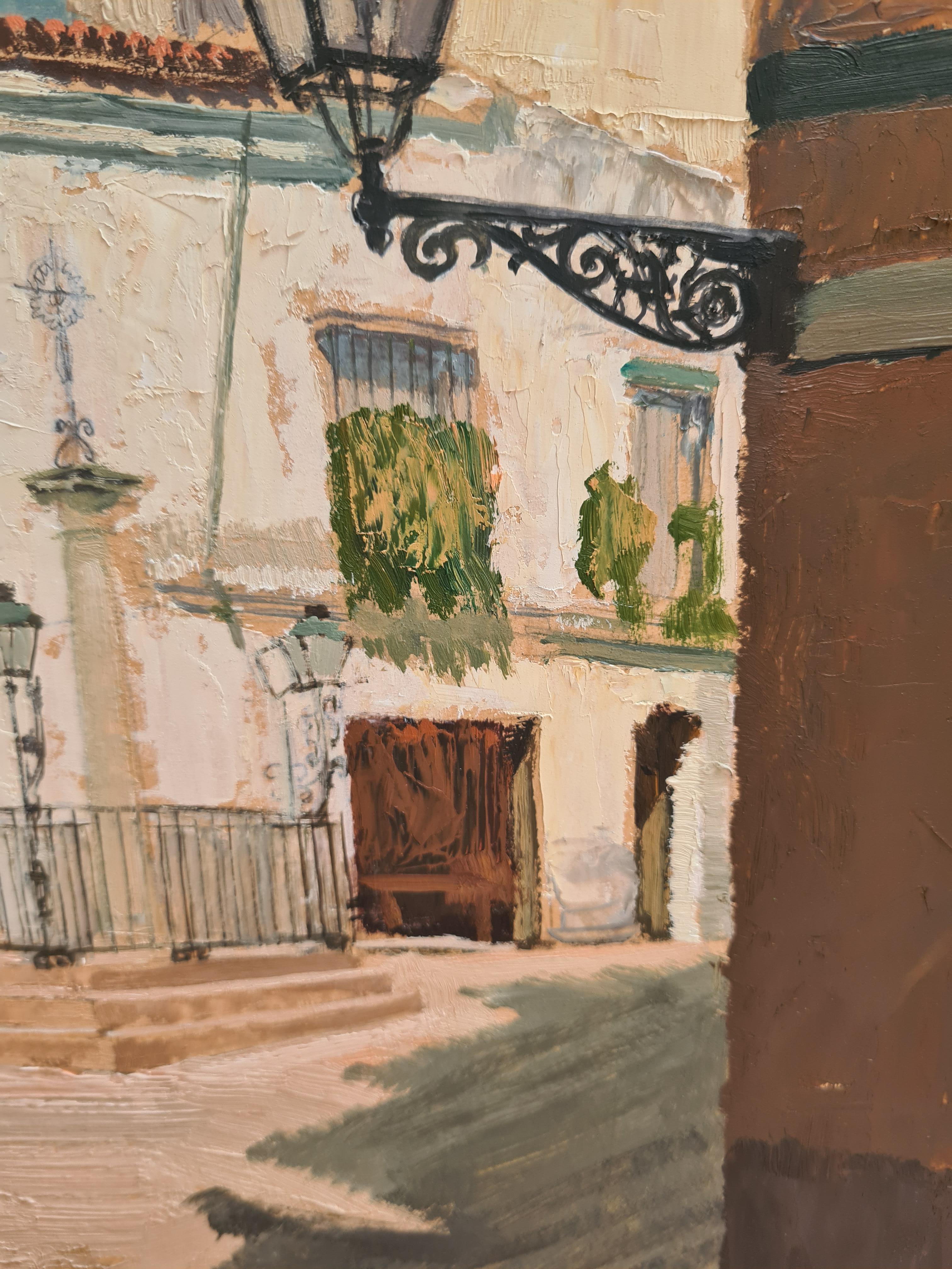 Vista arquitectónica de Sevilla, España. Óleo sobre tabla. 3