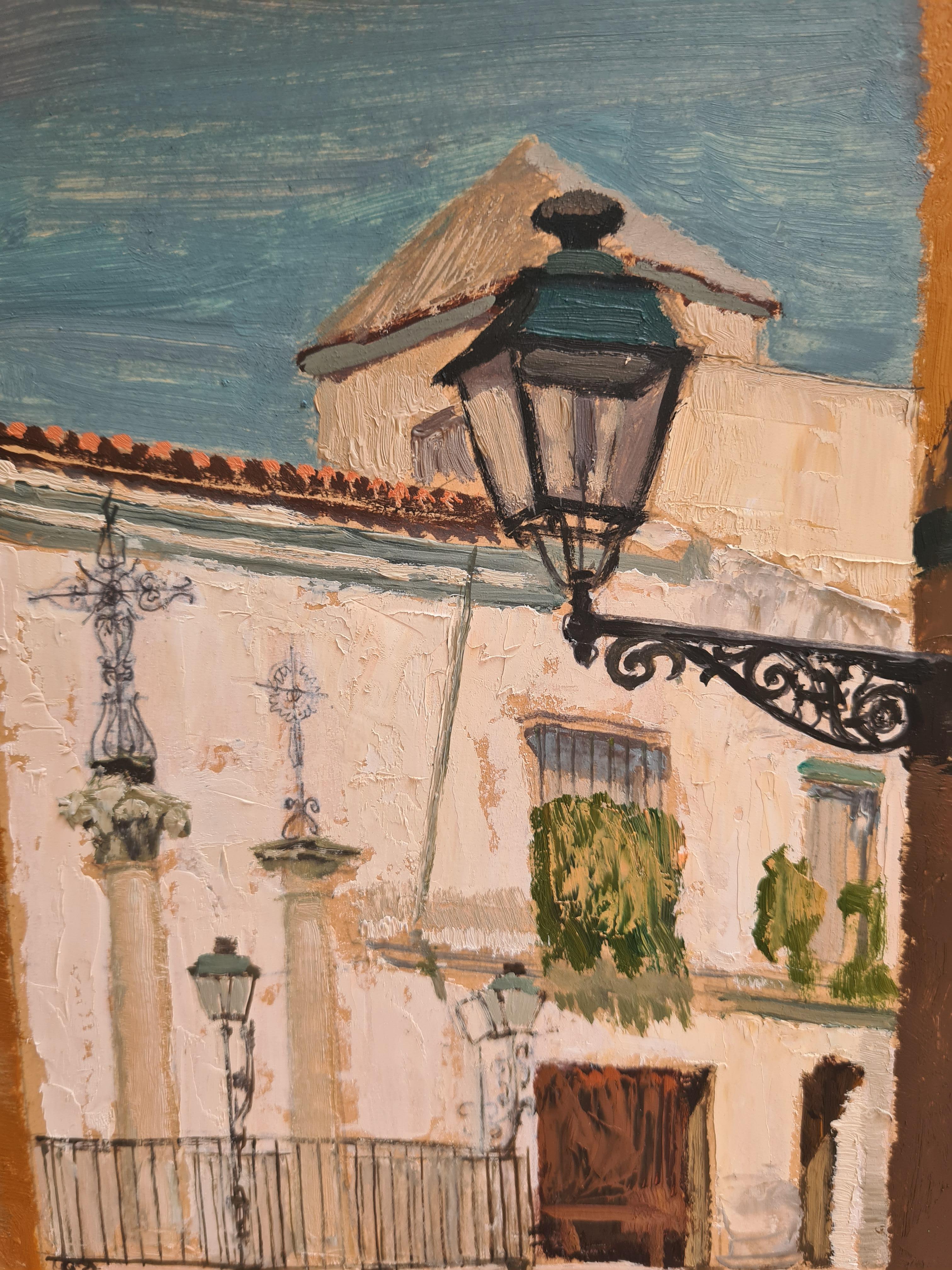 Vista arquitectónica de Sevilla, España. Óleo sobre tabla. 4
