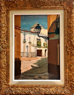 Vista arquitectónica de Sevilla, España. Óleo sobre tabla.