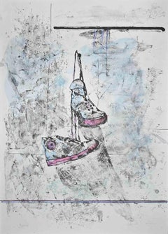 Tennis Shoes - Lithograph by Piero Mosti - 1980s