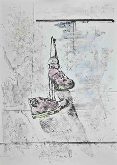 Used Tennis Shoes - Lithograph by Piero Mosti - 1980s