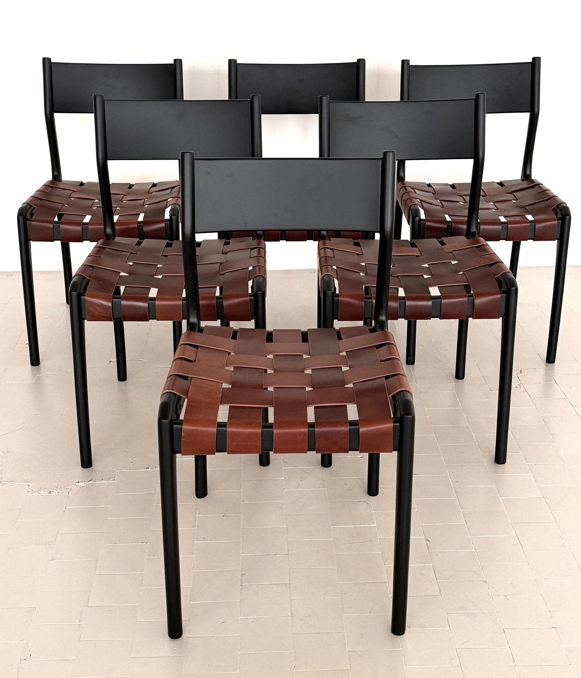 Chaises de salle à manger italiennes Piero Palange et Werther Toffoloni, 1960, ensemble de 6 pièces

Rare ensemble de six chaises, Mod. 993,  conçu par Piero Palange et Werther Toffoloni pour Montina dans les années 1960, Italie.
La structure en
