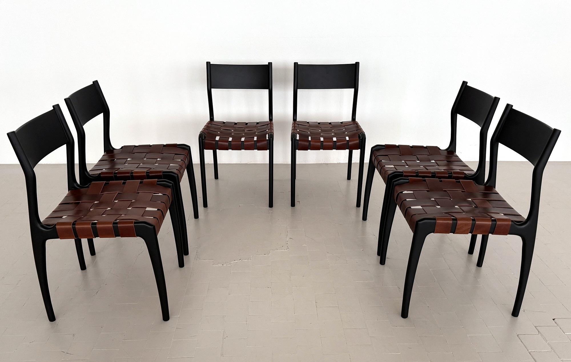 Milieu du XXe siècle Chaises de salle à manger italiennes Piero Palange et Werther Toffoloni, 1960, ensemble de 6 pièces en vente