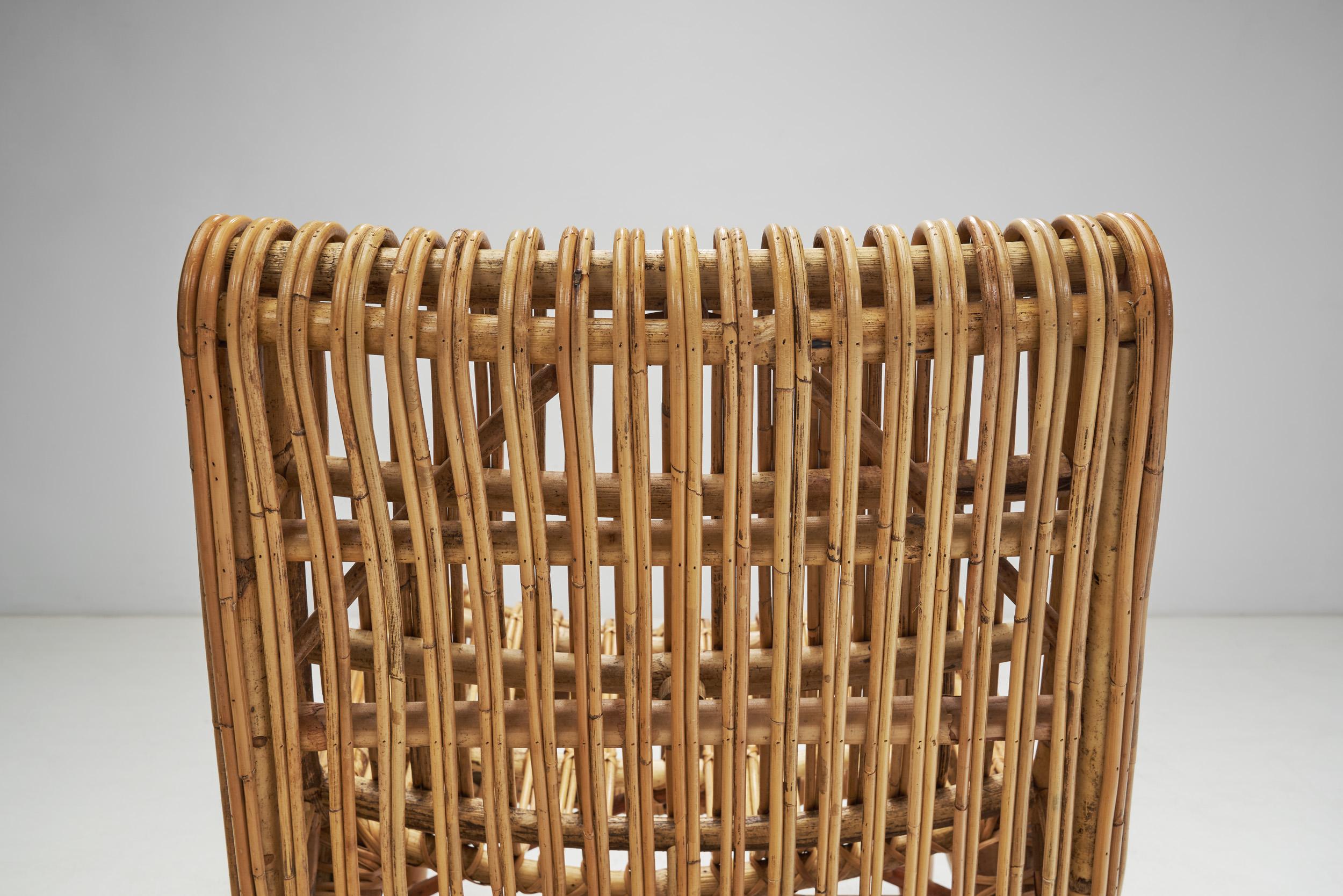 Rattan Piero Palange and Werther Toffoloni Lounge Chair for Gervasoni, Italy 1960s
