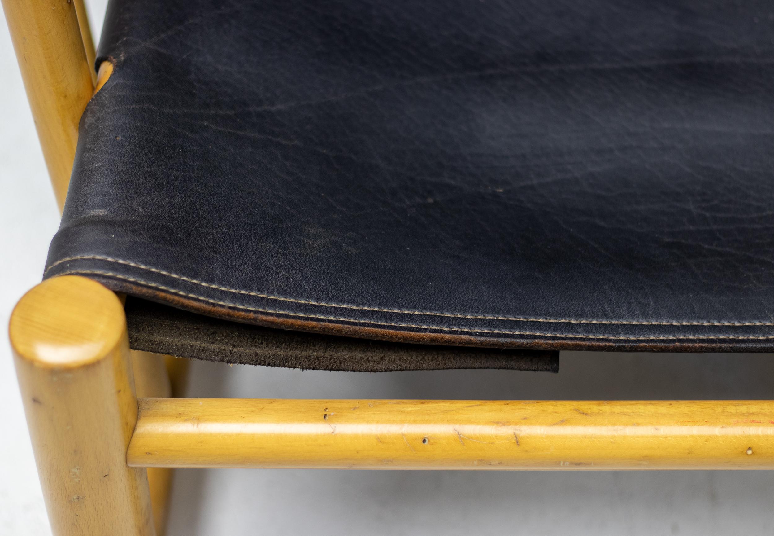 Piero Palange G23 Black Saddle Leather Hoop Chair For Sale 6
