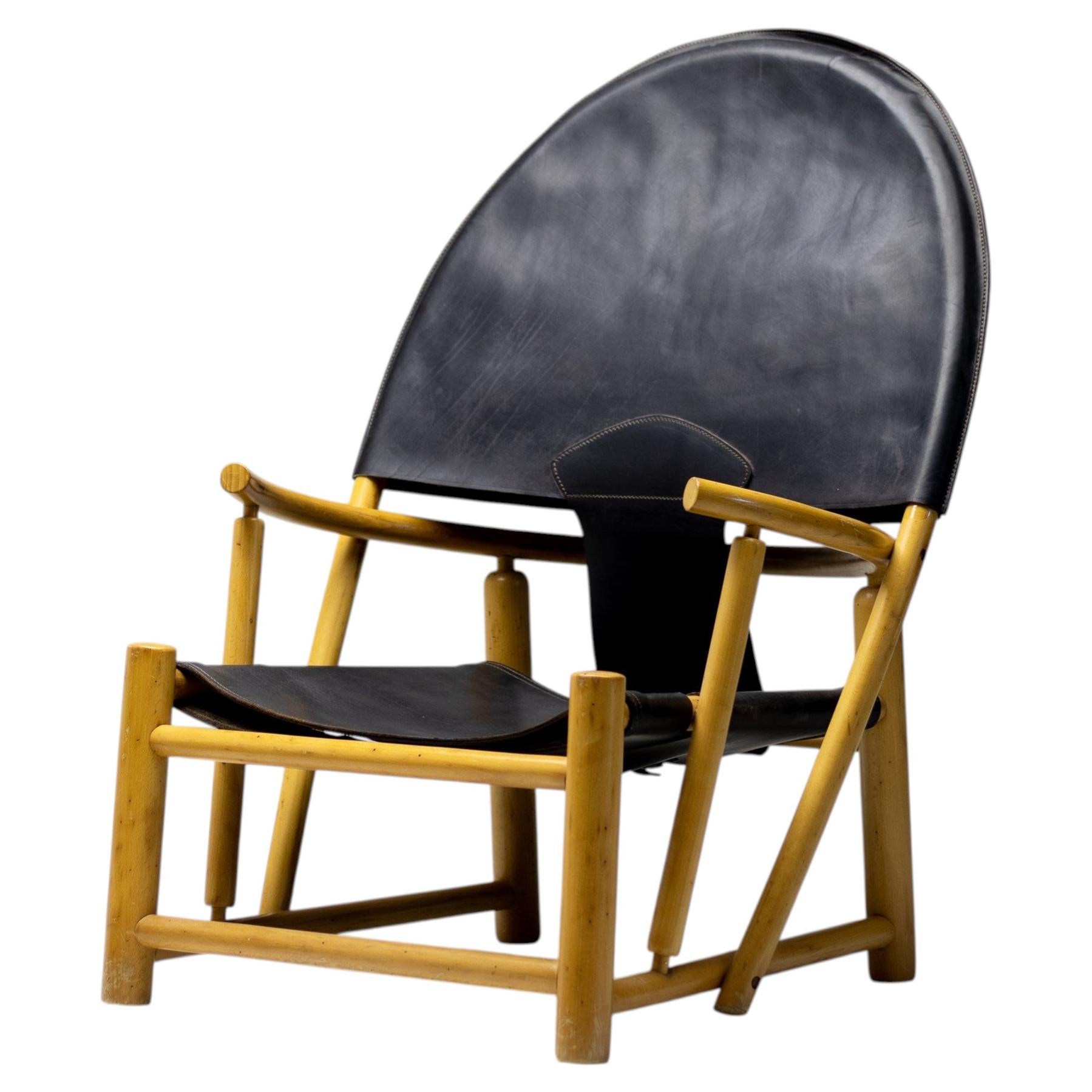 Piero Palange – G23 “Hoop” Chair in Black Saddle Leather For Sale