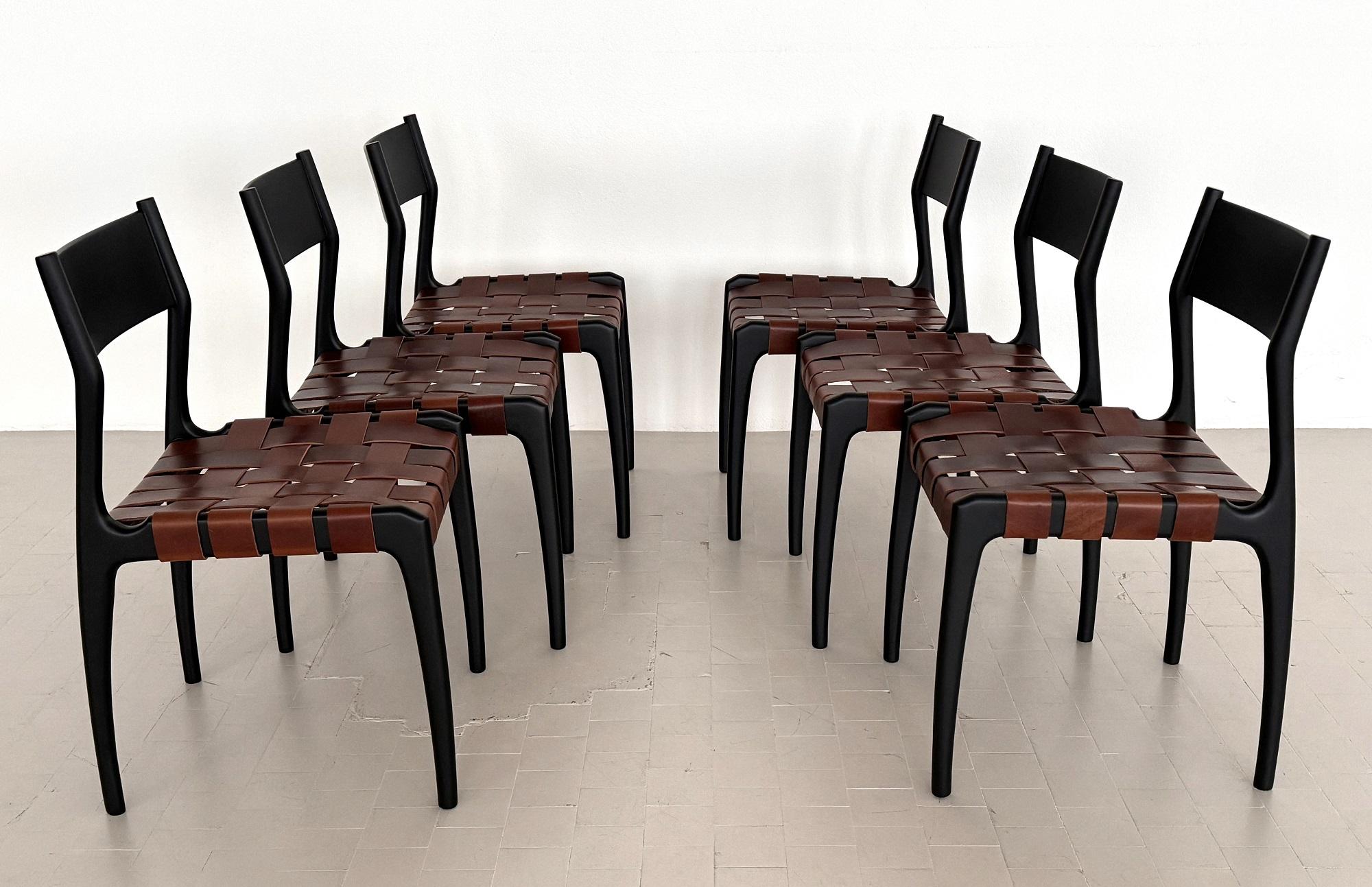 Piero Palange Werther Toffoloni Mod. 993 Esszimmerstühle für Montina 1960, 6er-Set im Angebot 7