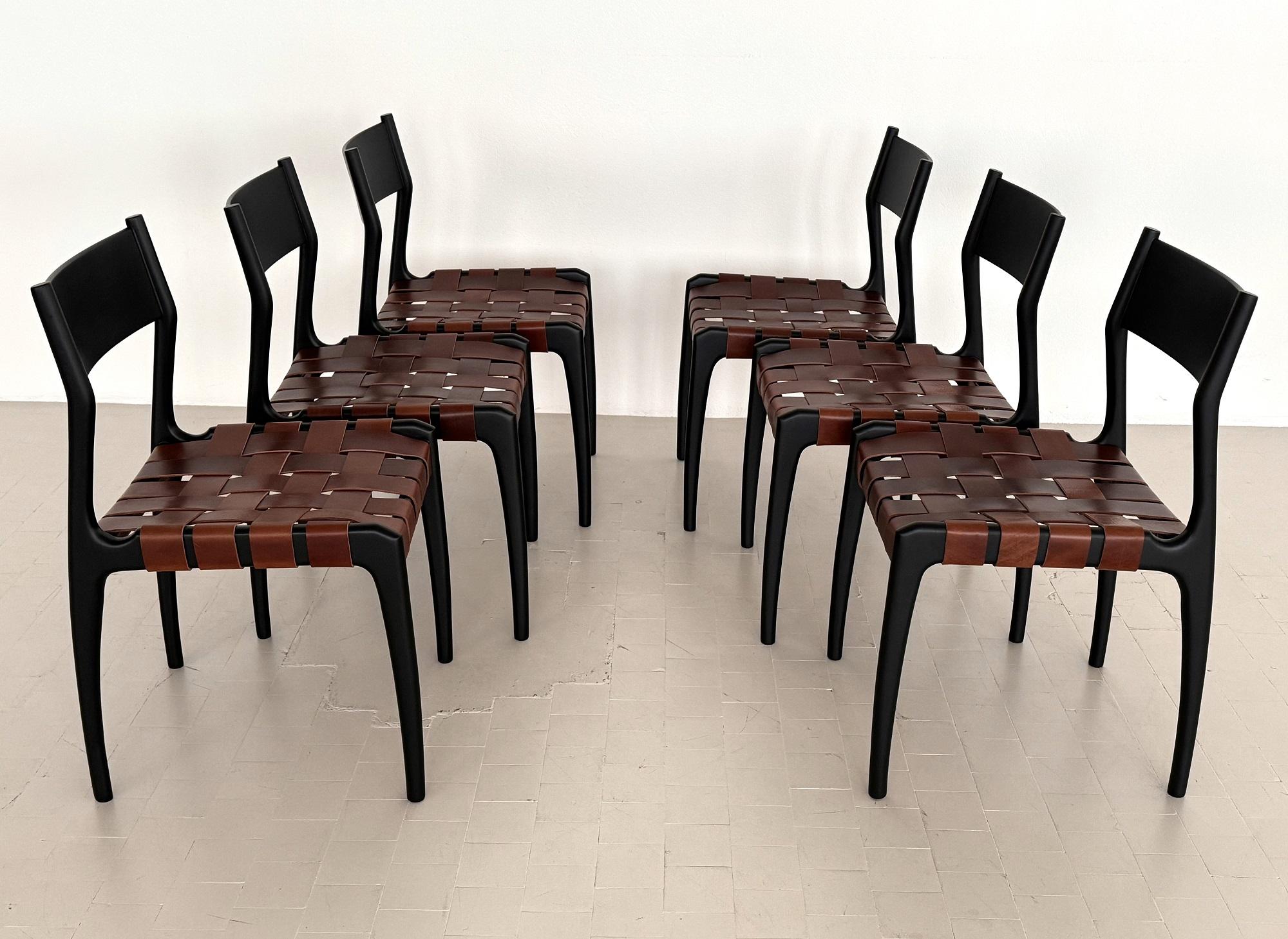Piero Palange Werther Toffoloni Mod. 993 Esszimmerstühle für Montina 1960, 6er-Set im Angebot 8