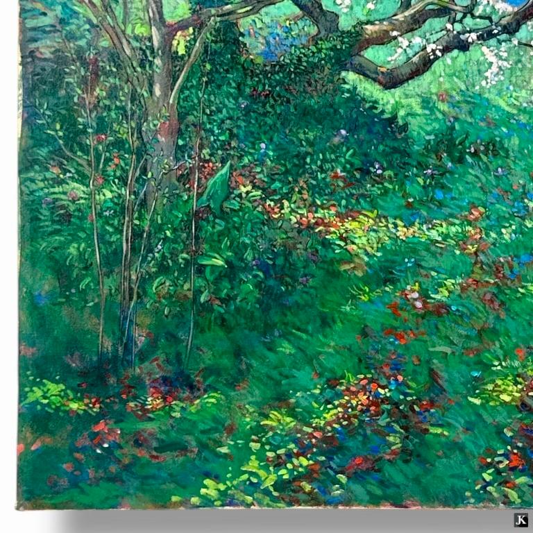 Paesaggio di alberi in fiore - Landscape Painting Blu di Piero Pastacaldi 
