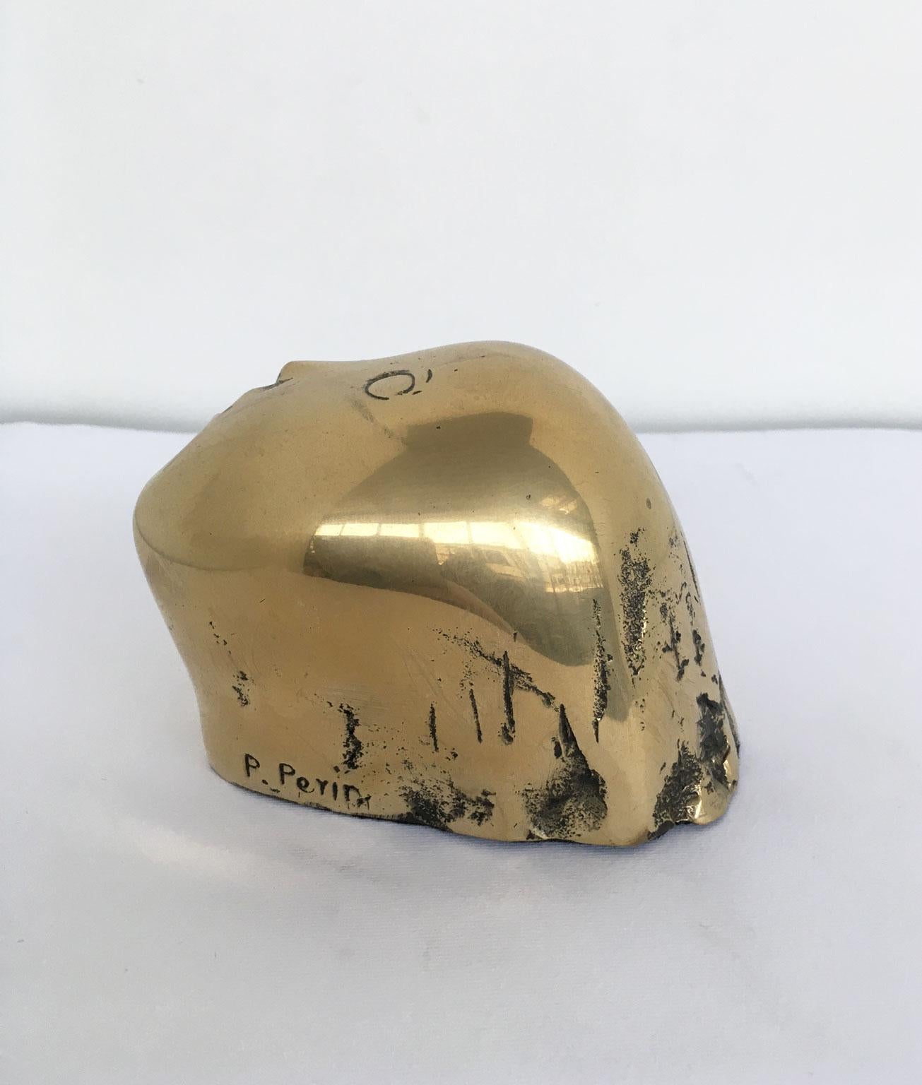 1980 Italia Escultura abstracta de bronce de Piero Perin Testa Cabeza en venta 9