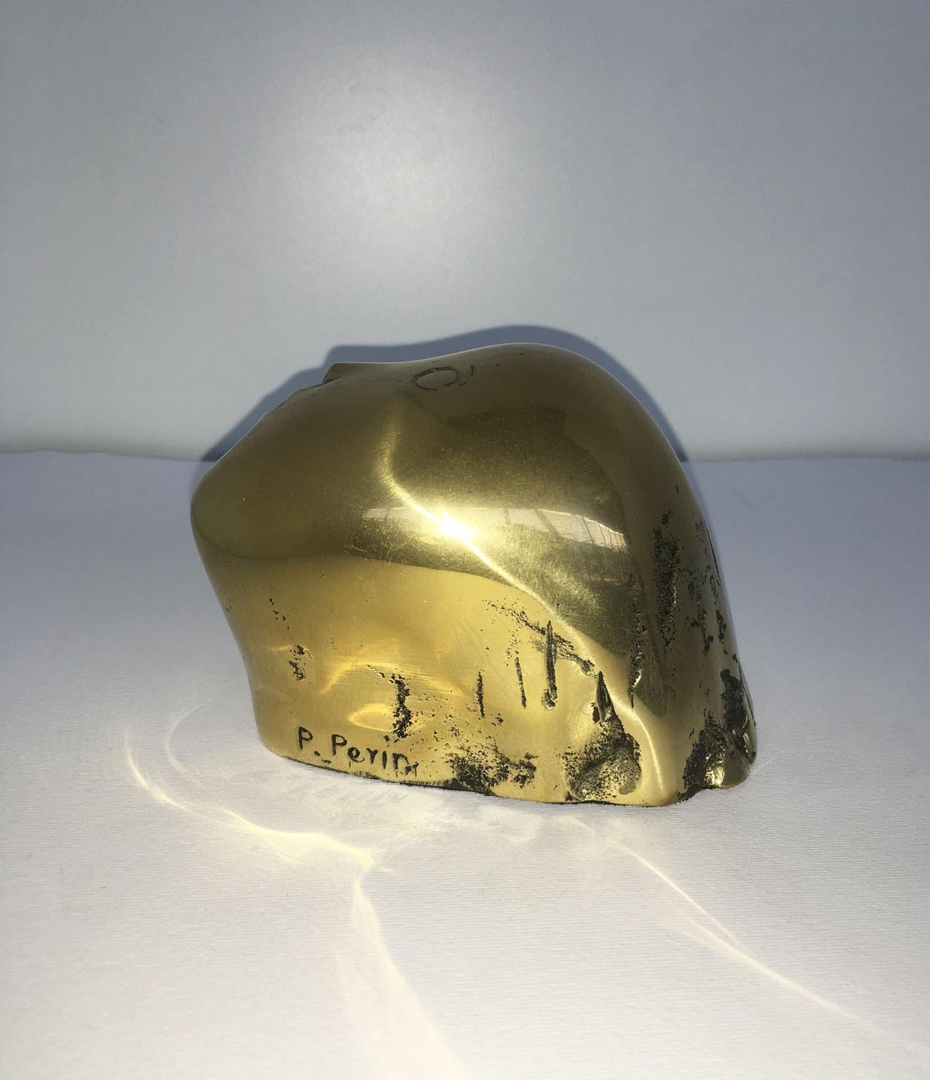 1980 Italia Escultura abstracta de bronce de Piero Perin Testa Cabeza en venta 12