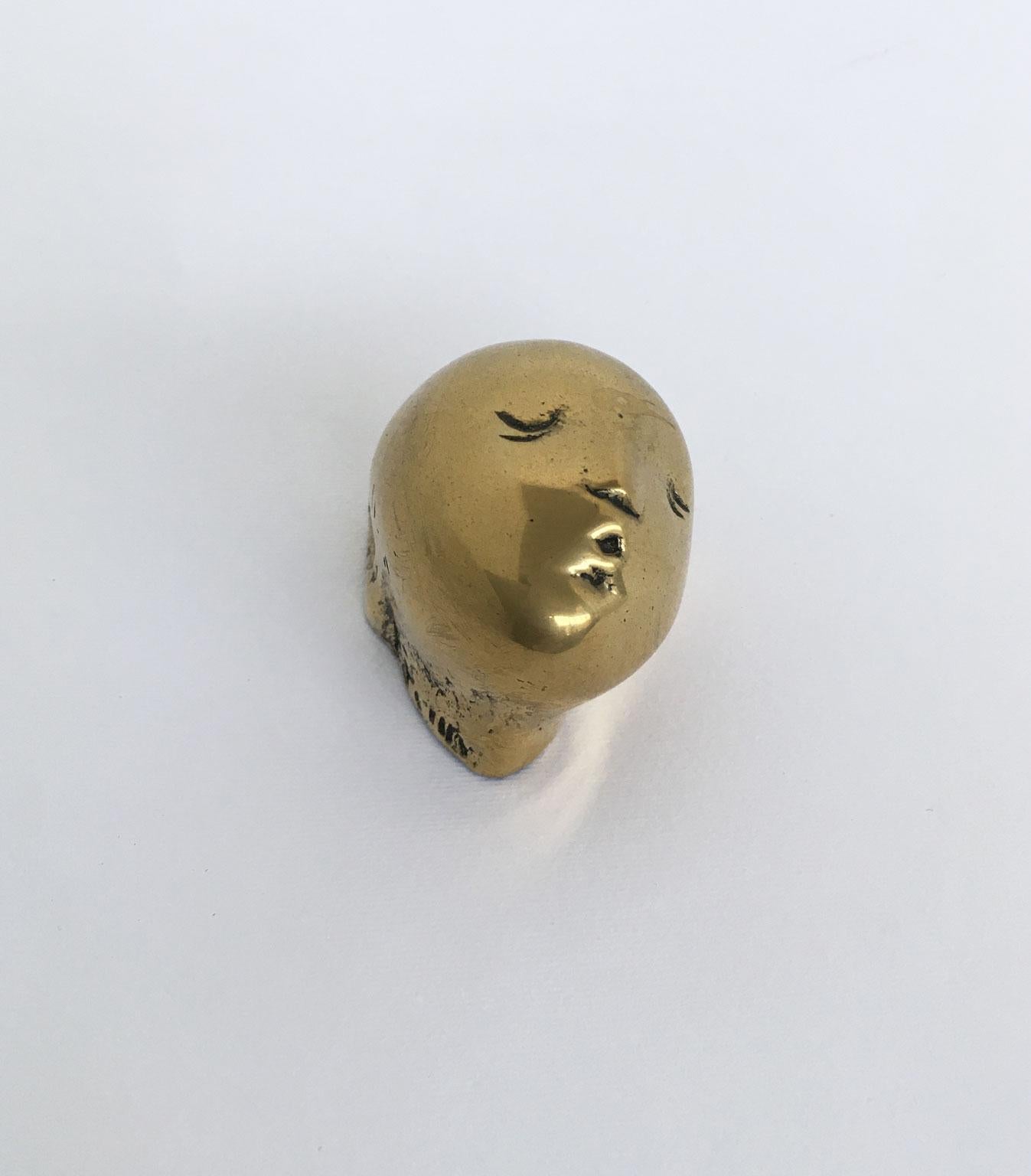 Abstrakte Bronzeskulptur von Piero Perin Testina, Kleiner Kopf, Italien, 1980 im Angebot 4