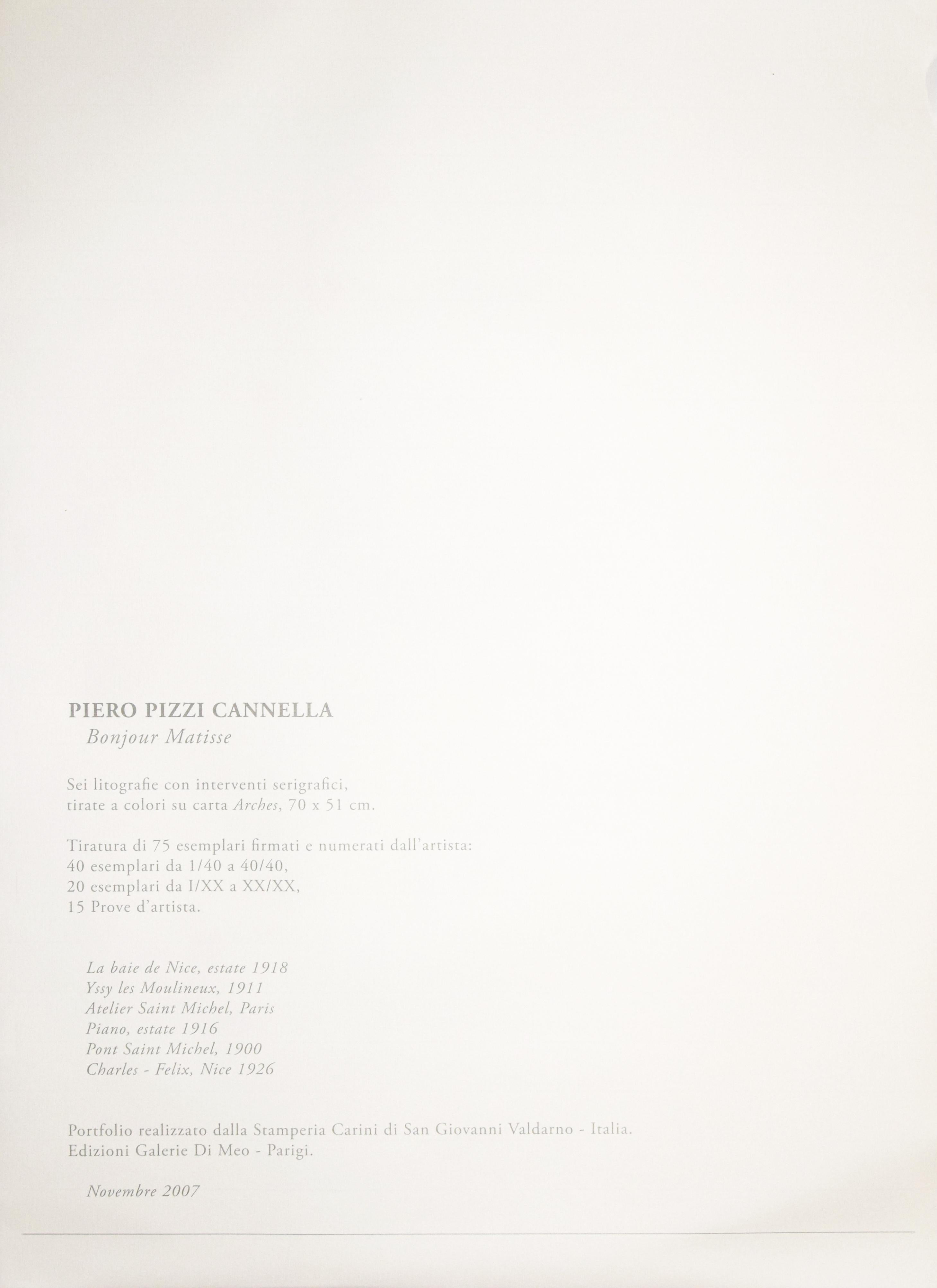 Bonjour Matisse - Original 5 Lithographs Portfolio by Piero Pizzi Cannella-2007 For Sale 2