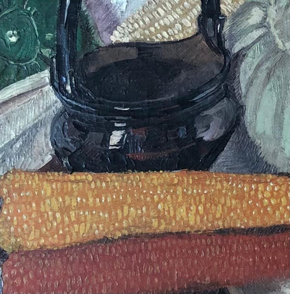 Still life with corn cobs - Italian School Painting by Piero Poraccia
