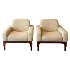 Piero Ranzani Elam Pair of Armchairs Nobilis Paris Fabric Rosewood, Italy, 1960s