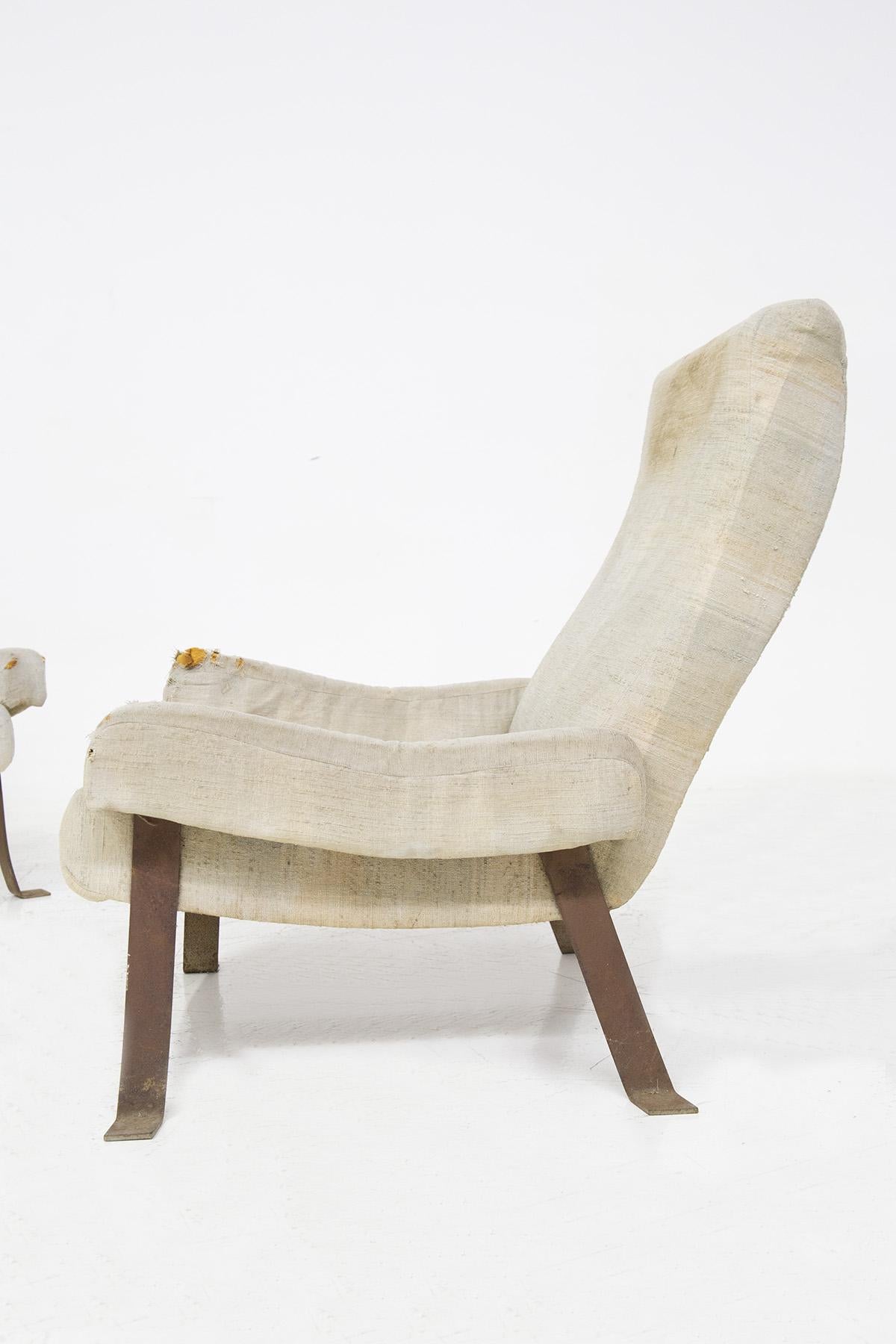 Seltenes Sesselpaar, entworfen von Piero Ranzani im Jahr 1966 für die italienische Edelmanufaktur Elam. Die Sessel sind Teil des Modells 