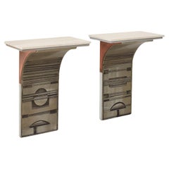 Piero Ruggeri metal console tables - Italy, 1970s
