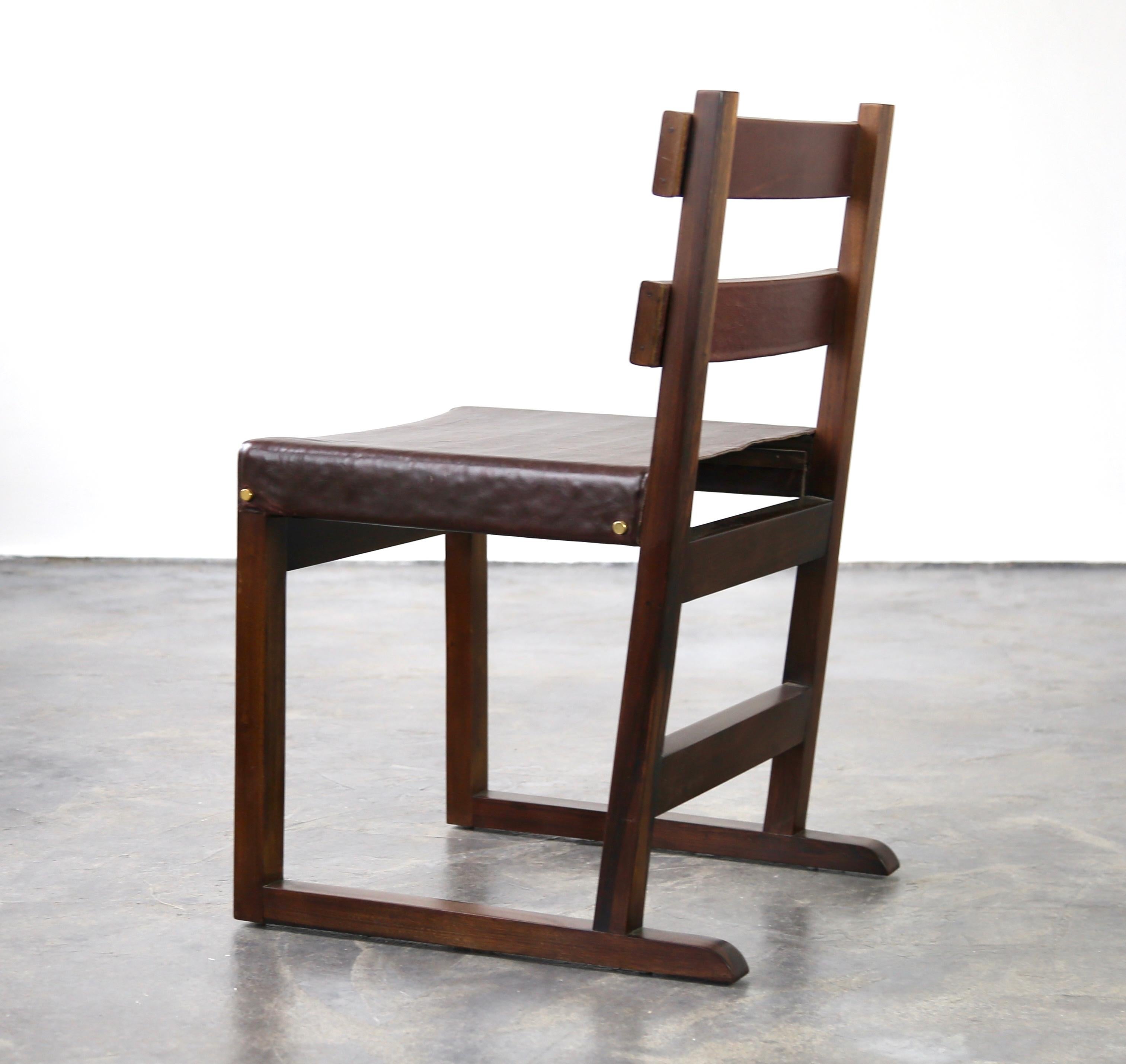 Piero Slung and Wrapped Leather Slatted-Back Chair from Costantini

Measurements are: 19