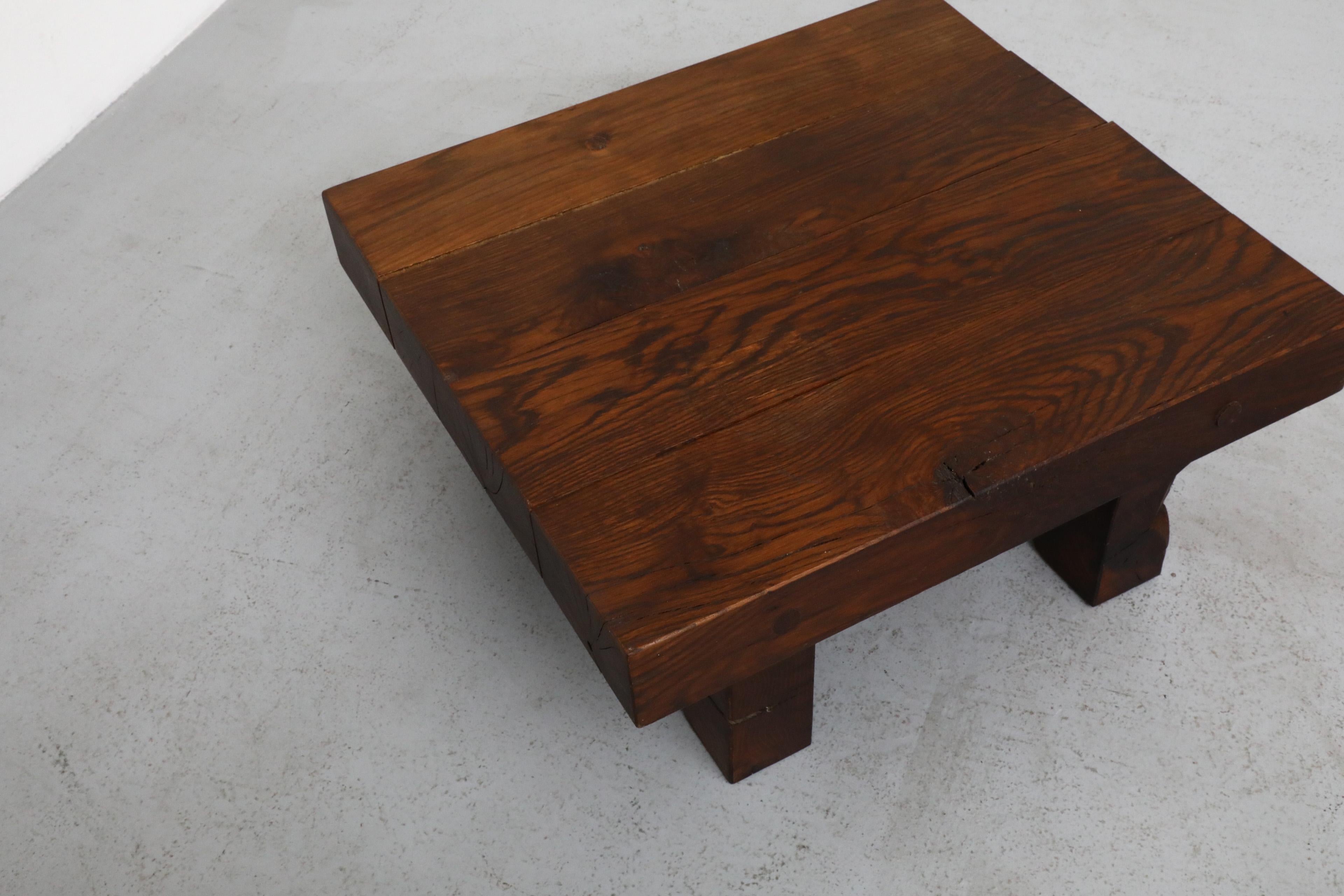 Table basse carrée brutaliste d'inspiration Pierrce Chapo avec pieds arqués en vente 4