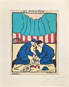 The Joys of the Hairy - Woodcut Print by Pierre Abadie-Landel - 1917