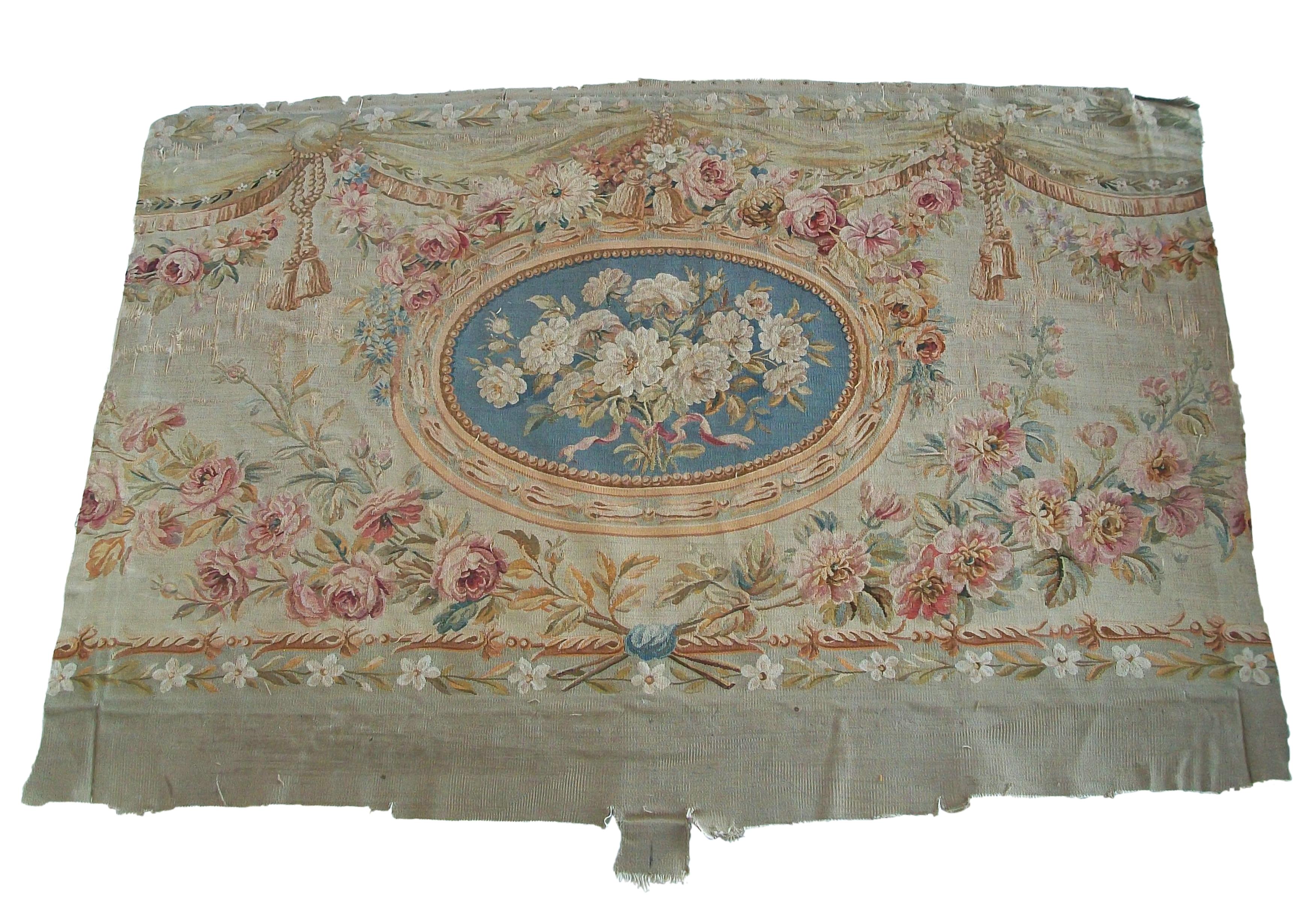 French Pierre Adrien Chabal, Louis XVI Style Beauvais Tapestry Panel, France - C.1855 For Sale