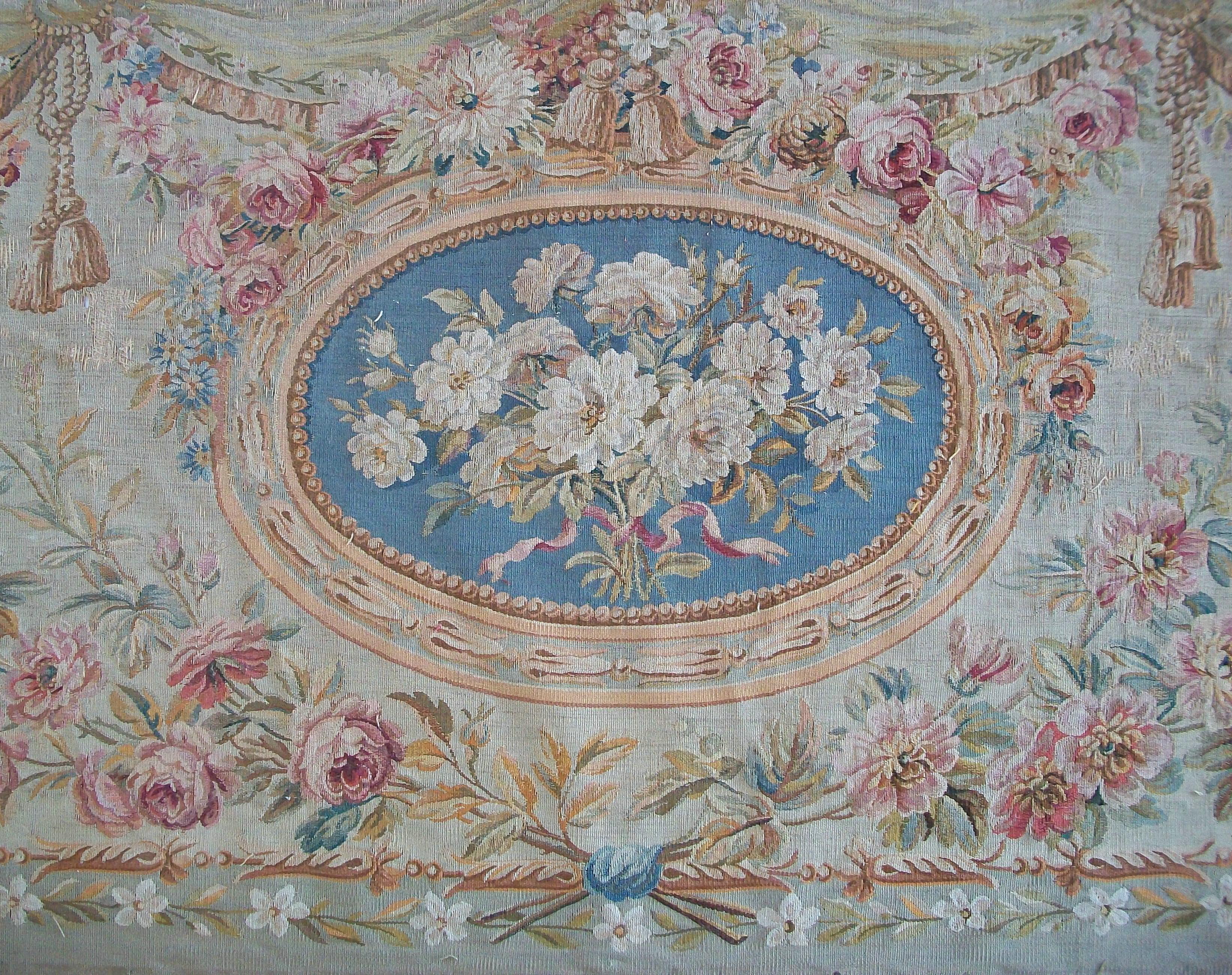 Hand-Woven Pierre Adrien Chabal, Louis XVI Style Beauvais Tapestry Panel, France - C.1855 For Sale