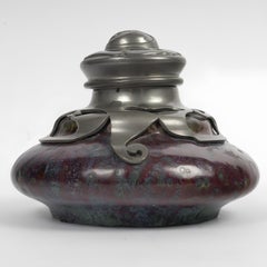 Pierre-Adrien Dalpayrat (1844–1910)  Keramik-Tintenfass im Jugendstil, „Flambé“, um 1900