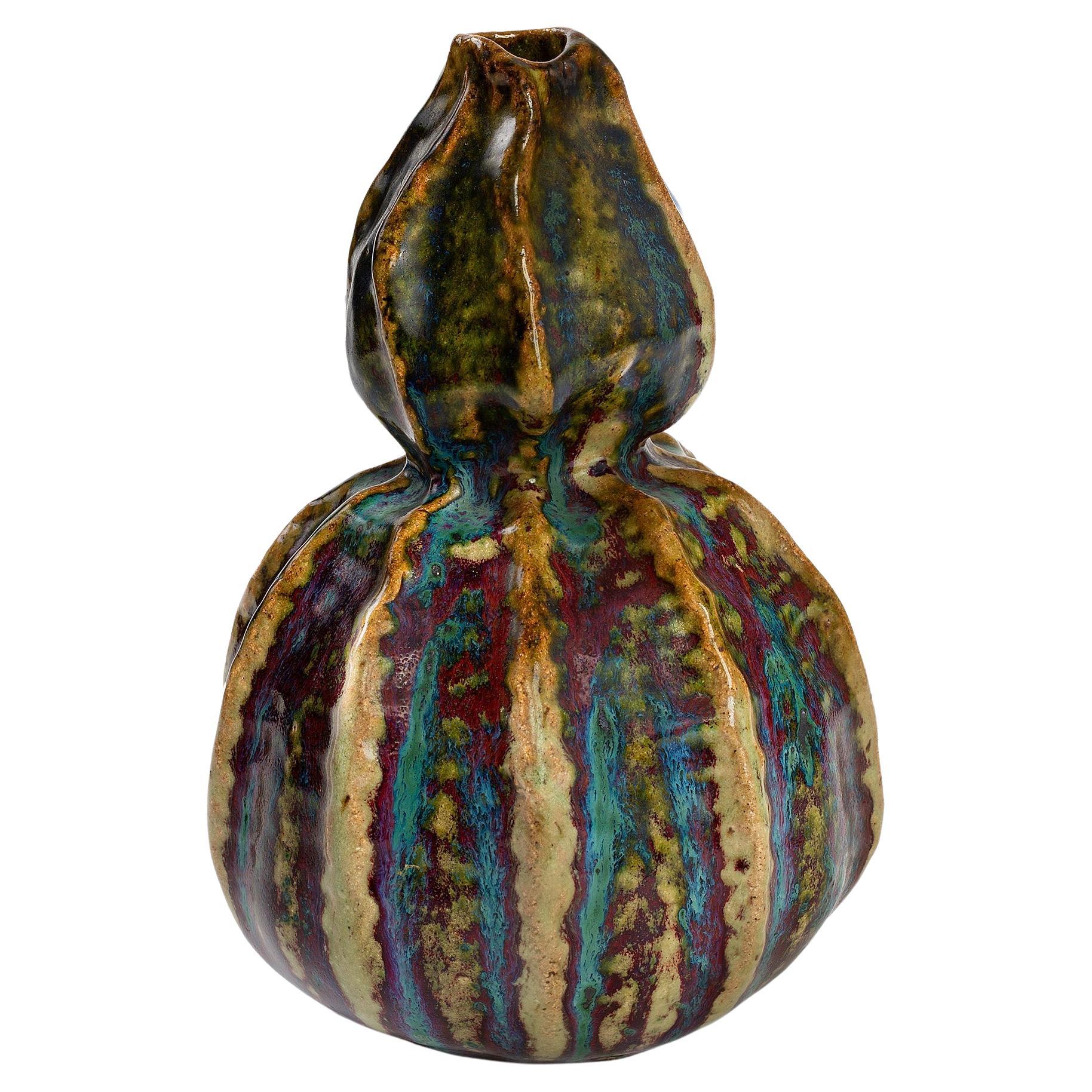 Pierre-Adrien Dalpayrat "Colocynth" Glazed Ceramic Vase For Sale