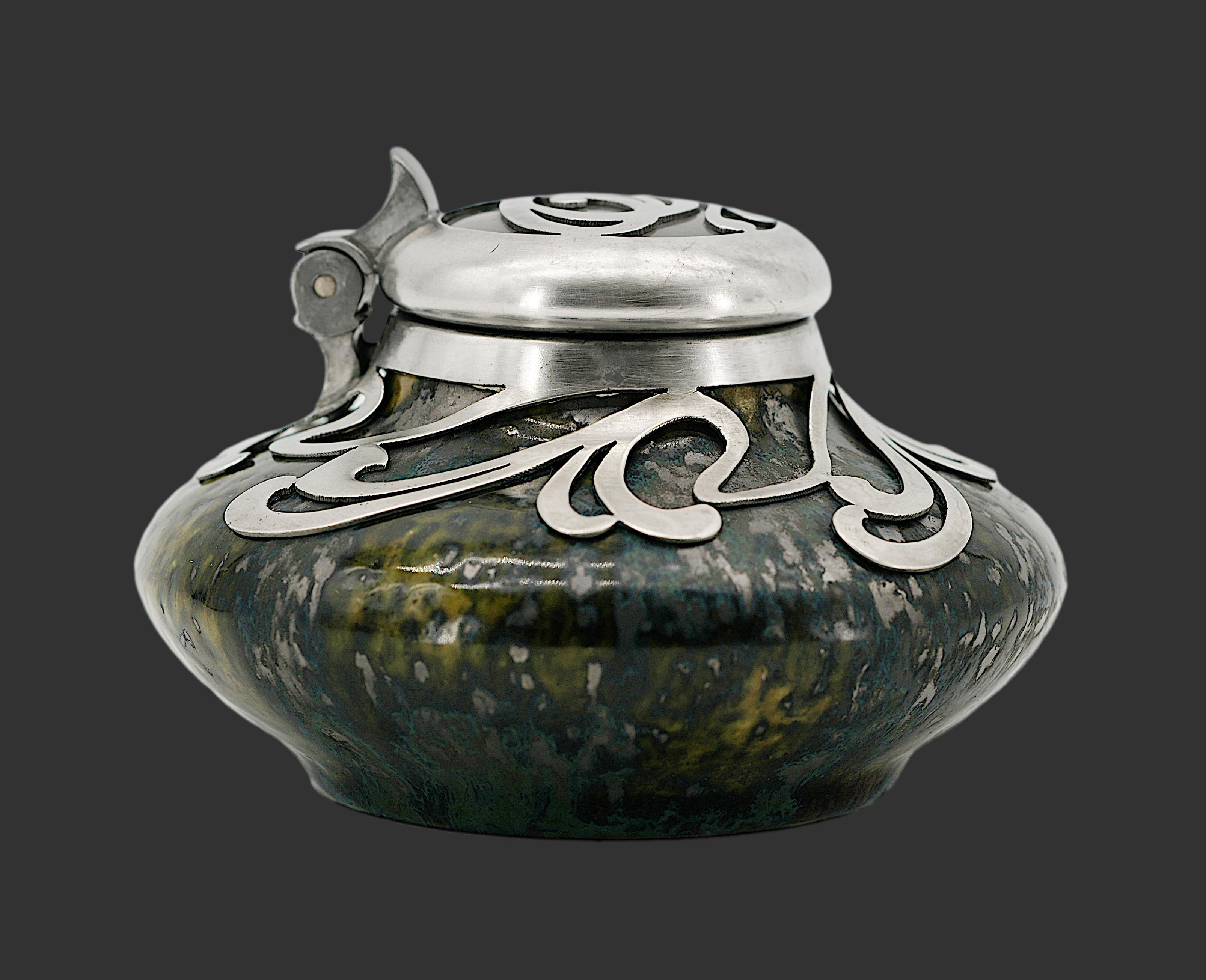 Pierre-Adrien DALPAYRAT Französisches Jugendstil-Tintenfass aus Steingut, 1890 im Angebot 4