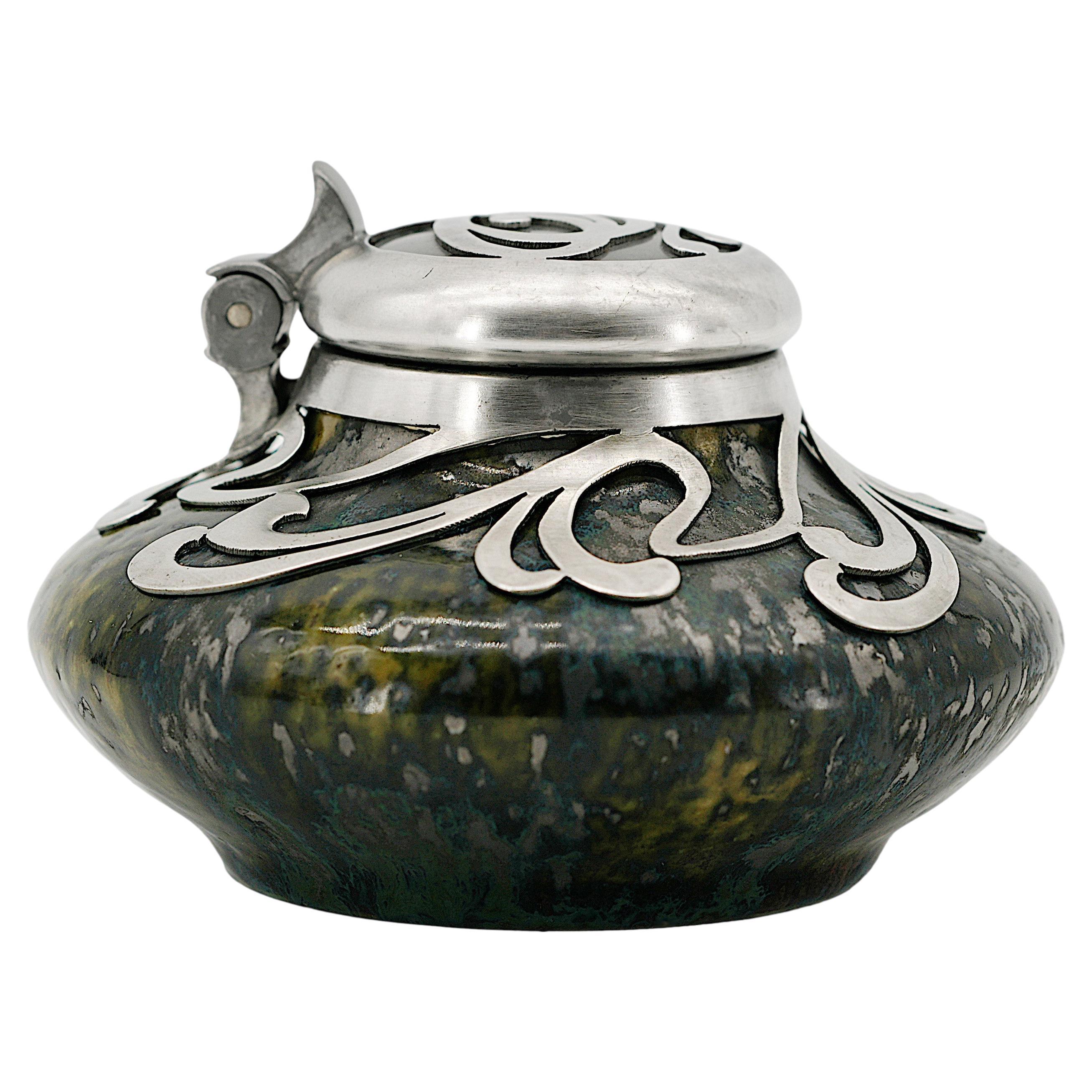 Pierre-Adrien DALPAYRAT Französisches Jugendstil-Tintenfass aus Steingut, 1890 im Angebot